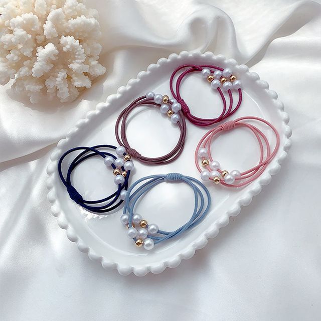 진주구슬 고탄력 트리플 헤어끈 5개세트 EL-1007157