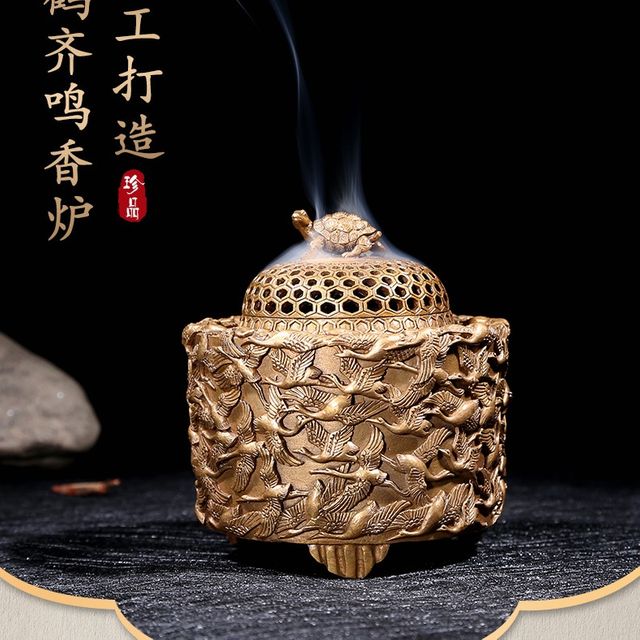 [해외] 황동 중국전통 공예품 향로 진열 장식 불교용품