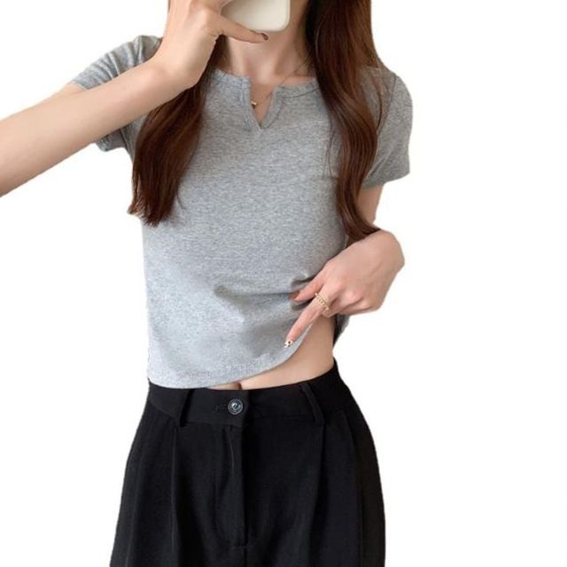 여성 슬림핏 반팔티셔츠 여름 4컬러 기본티