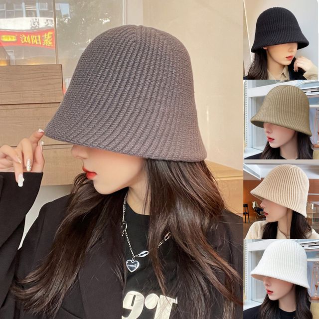 사선 니트 버킷햇 URD_131