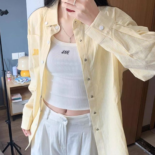 카라 스트라이프 자수 캐주얼아우터 긴팔셔츠 NF-25