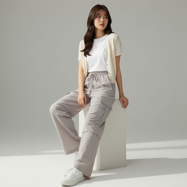 카라젯 바스락 스트링 카고 와이드바지 SD-260305