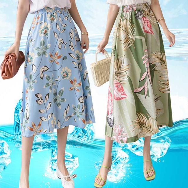 A라인 플라워 롱스커트 꽃무늬 패턴 여성 치마