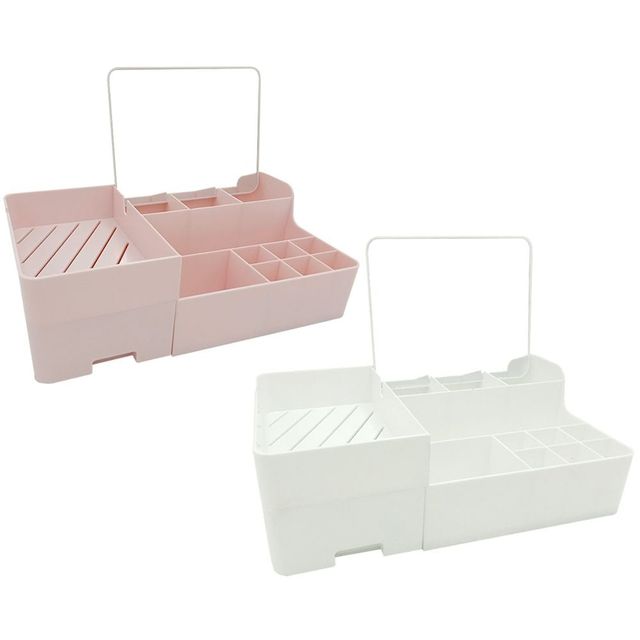 메이크업 정리함 화장품 수납 박스 거울형