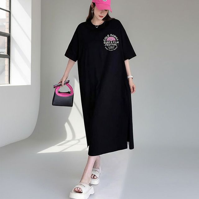 하와이 백프린팅 반팔 원피스 DK-1006792