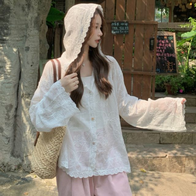 플라워 자수 시스루 가디건 LL-O134