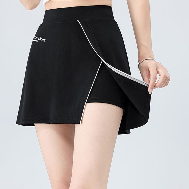 사이드 트임 배색 스포츠 치마 레깅스 RNR-0102