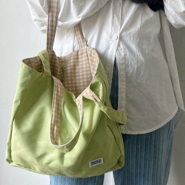 무지 체크 리버서블 보부상 숄더백 2color DK-1005217