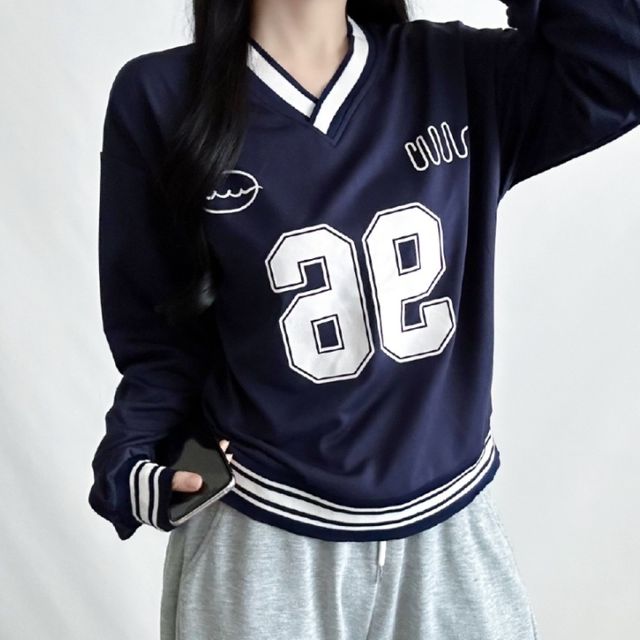 투라인 네이비 브이넥 맨투맨 SL-1004865