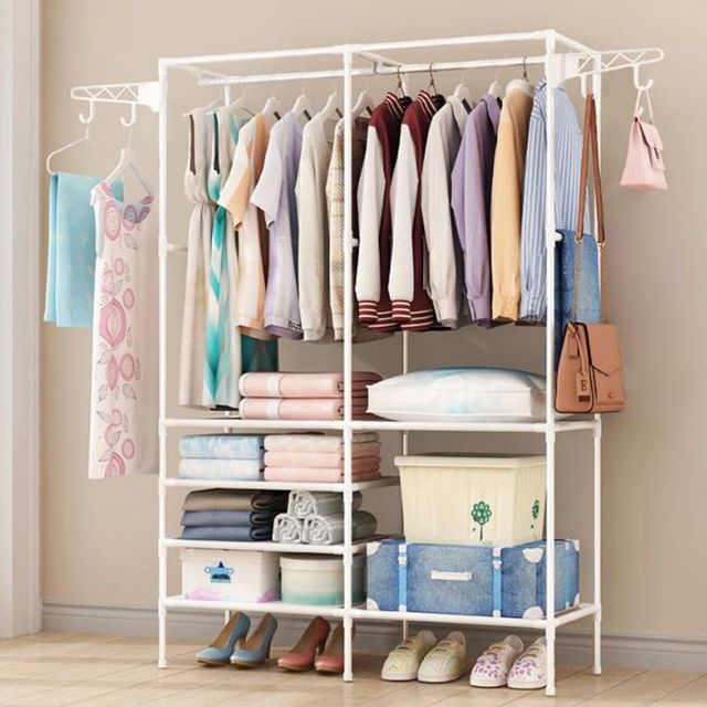 철제 조립식 옷걸이 수납선반 2컬러 실용형 행거