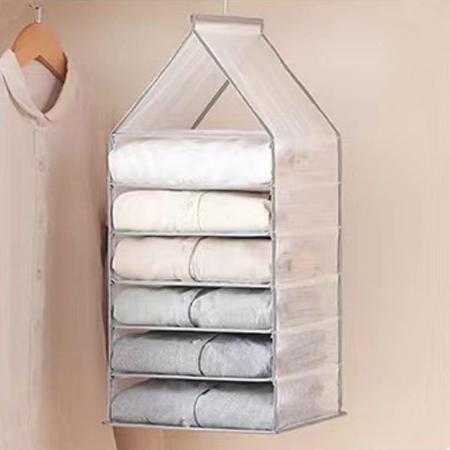 다용도 행잉 오거나이저 걸이형 수납함 옷 정리함 6단