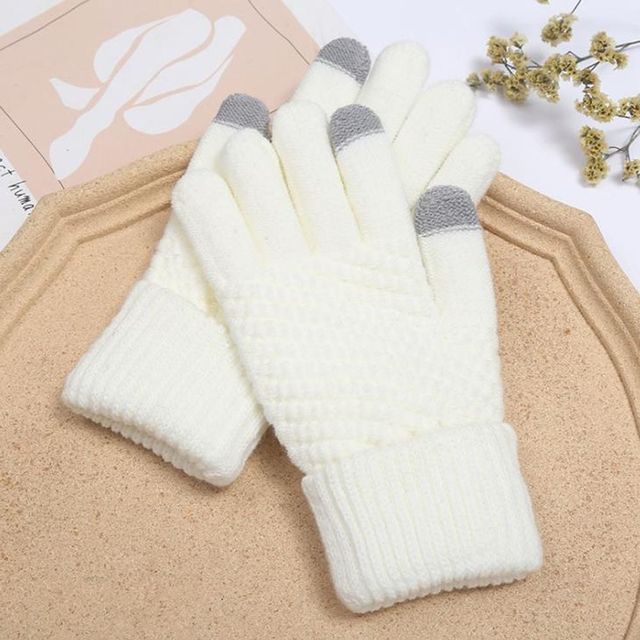 따뜻한 기모 니트와플 겨울 터치장갑