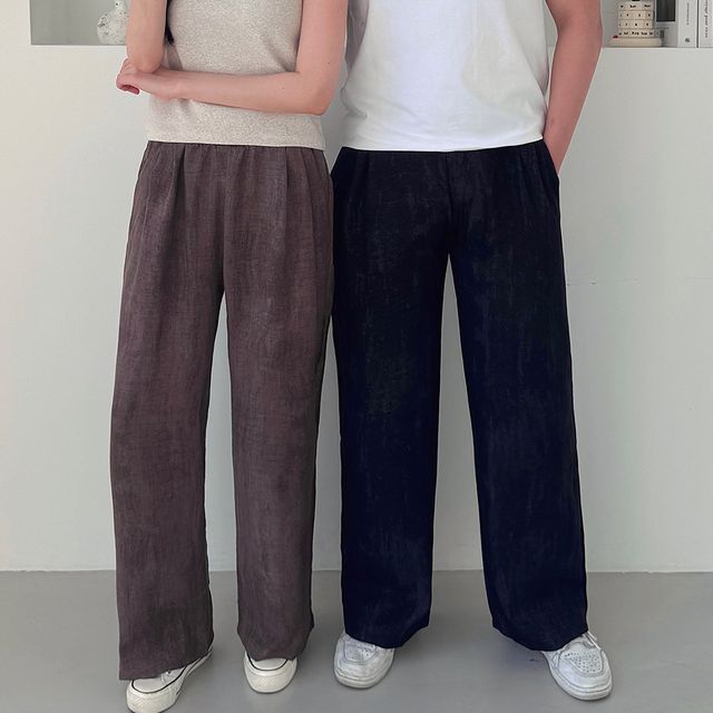 남녀공용 페르존 린넨 투턱 와이드 팬츠 SD-250509