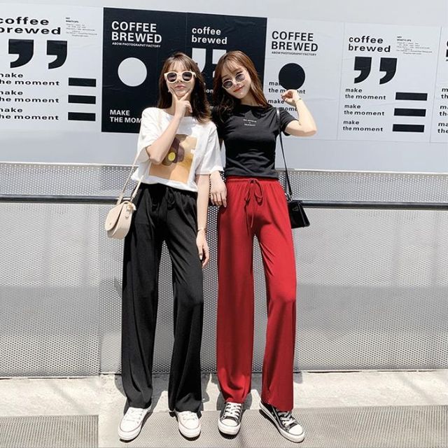 키밍 여름 여성 통바지 쿨팬츠 기본 스타일 편안한 착용감