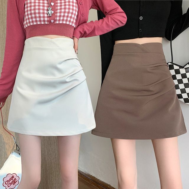 여성 옆라인 셔링 속바지 짧은 스커트 URK-315