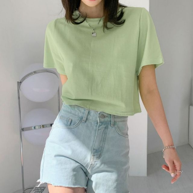 크롭 반팔 티셔츠 루즈핏 데일리 기본티 HPC-1008327