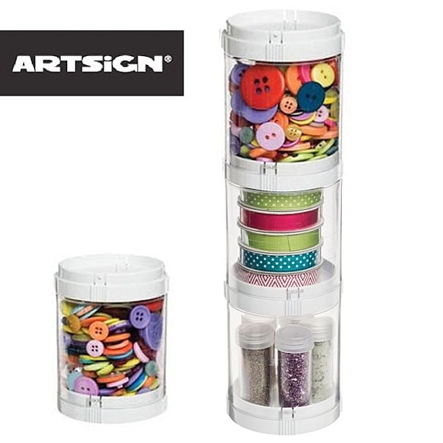 투명원통 3단 소품보관 수납정리함