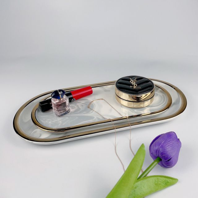 고급 세라믹 소품 트레이 정리대 진열대 골드 대형