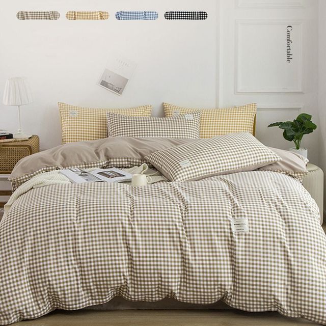 키밍 사계절 체크 이불커버 침구 세트 부드러운 촉감