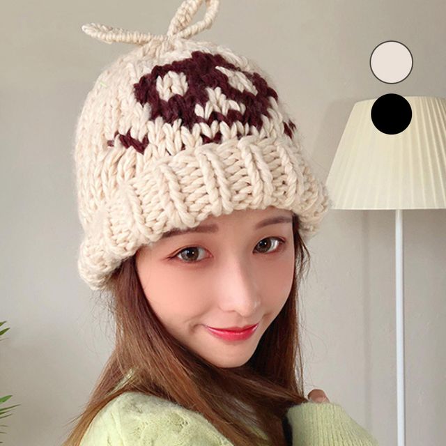 패션모자 스컬 비니 겨울모자 니트모자 털모자