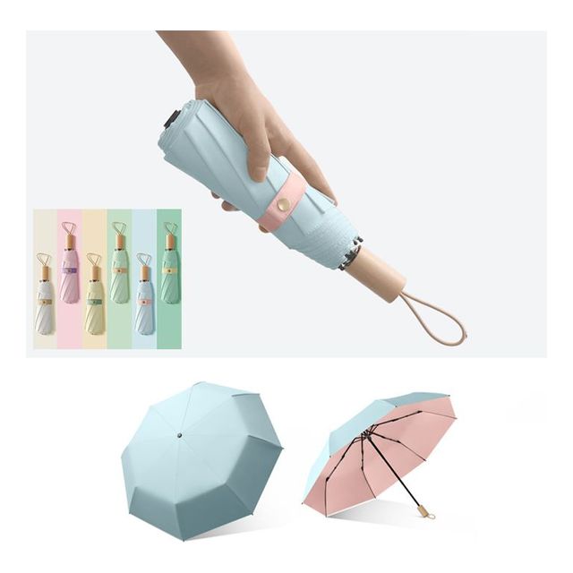 우드손잡이 3단 우양산 자외선차단 휴대용 미니 우산