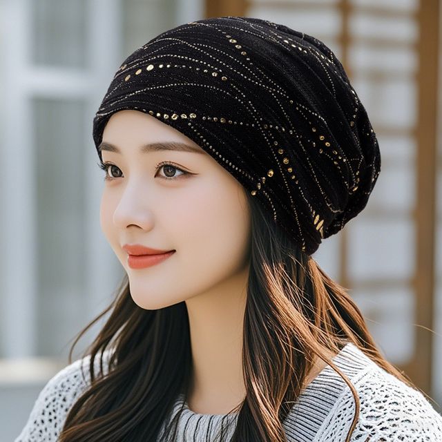 꽃무늬 패턴 중년 얇은 비니 모자 LM-1004021