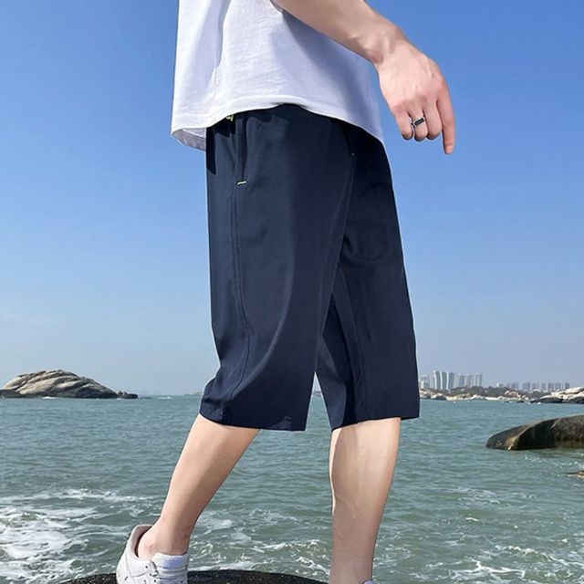 남자 여름바지 쿨링 아이스 허리밴딩 5부 반바지