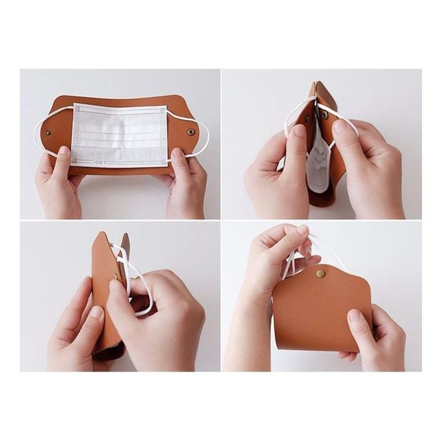 휴대용 양면 가죽 마스크 보관함 마스크커버