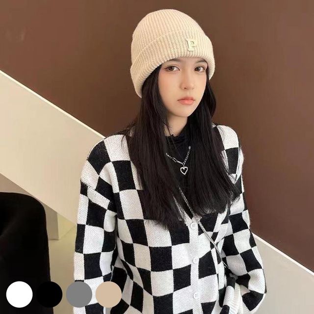 베이직 P영문 포인트 패션 니트 비니 URD-278