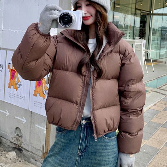 루즈핏 하이넥 크롭 숏 패딩 2color DK-1004628