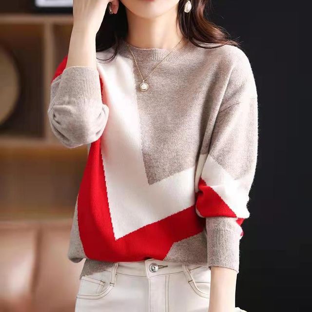 [해외] Snaoutofit-순수한 울 스웨터 여성용 하이 센스 컬러