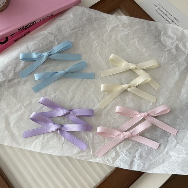발레코어 미니 리본 집게핀 양갈래 키치 헤어핀