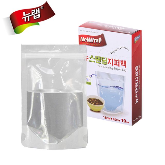 뉴랩 세워놓는 비닐백 스탠딩 지퍼백 10매 18x20