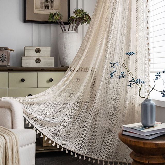 키밍 레트로 태슬 가리개 커튼 거실 침실 인테리어