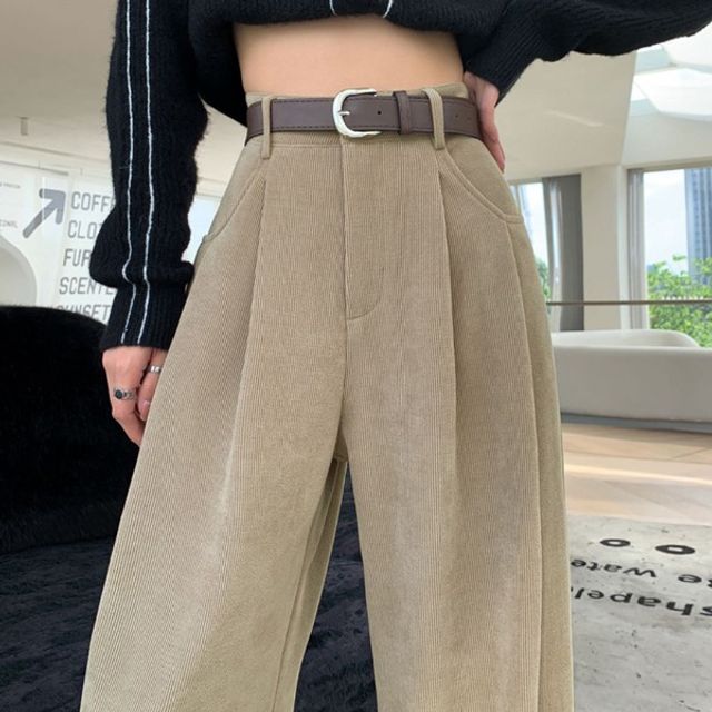 여성 코듀로이 가을 핀턱 와이드팬츠 도톰한팬츠