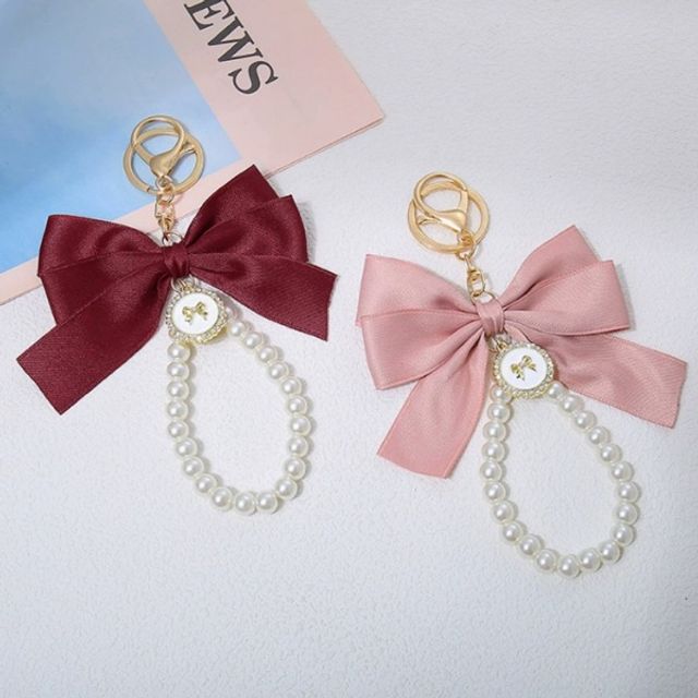 진주 리본 키링 열쇠고리 가방걸이 백참 빽꾸 휴대폰