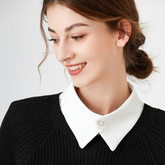 진주 단추 쉬폰 페이크 카라 OSM-1006245