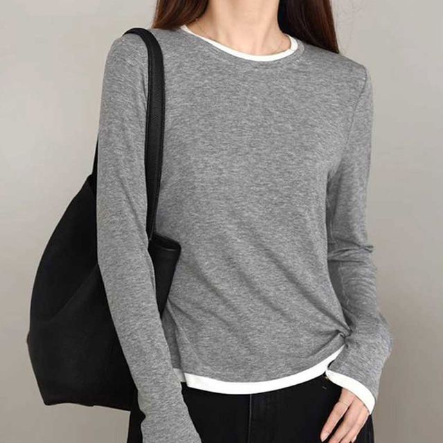 따뜻한 웜 기모 이너 배색 티 RNR-1004557