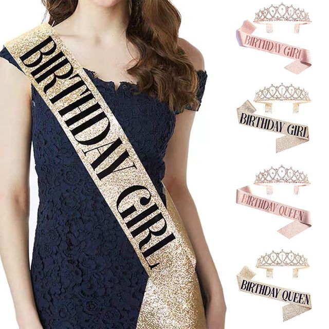 생일왕관 어깨띠 공주세트 파티 장식 머리띠 데코용