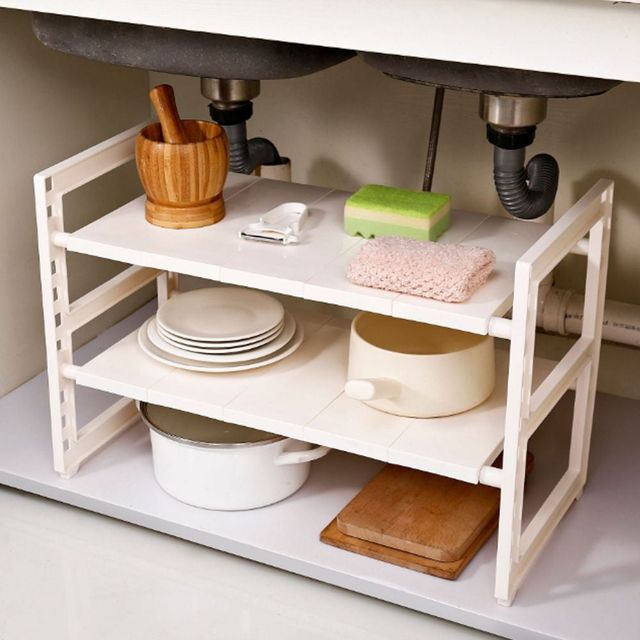 다용도 싱크대 정리 선반 주방 욕실 길이조절 수납 선반