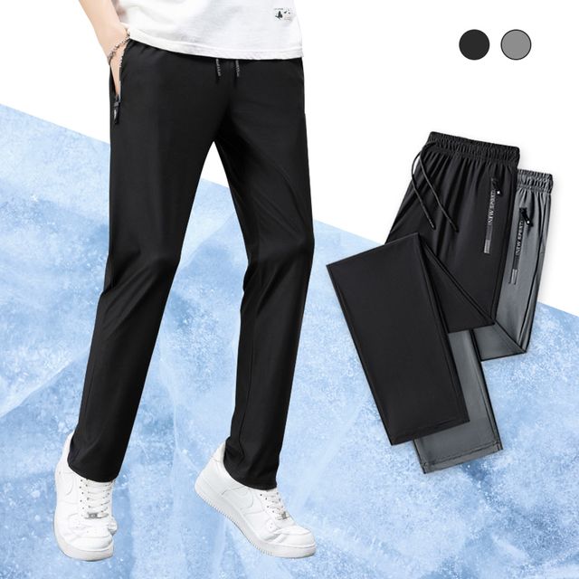 남자 아이스바지 여름 허리밴딩 쿨팬츠 여름 긴바지