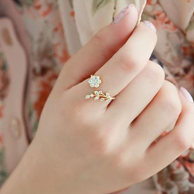 패션 플라워 집게반지 러블리 오픈반지 큐티 꽃반지