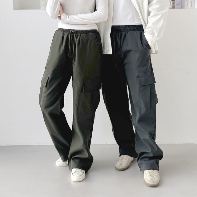 립스톱 남녀 기모 카고 스트링 와이드바지 SD-1004544