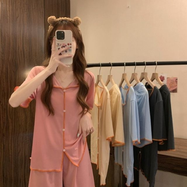 반팔 여성 파자마 찰랑 아이스 소재 시원한 여름 잠옷