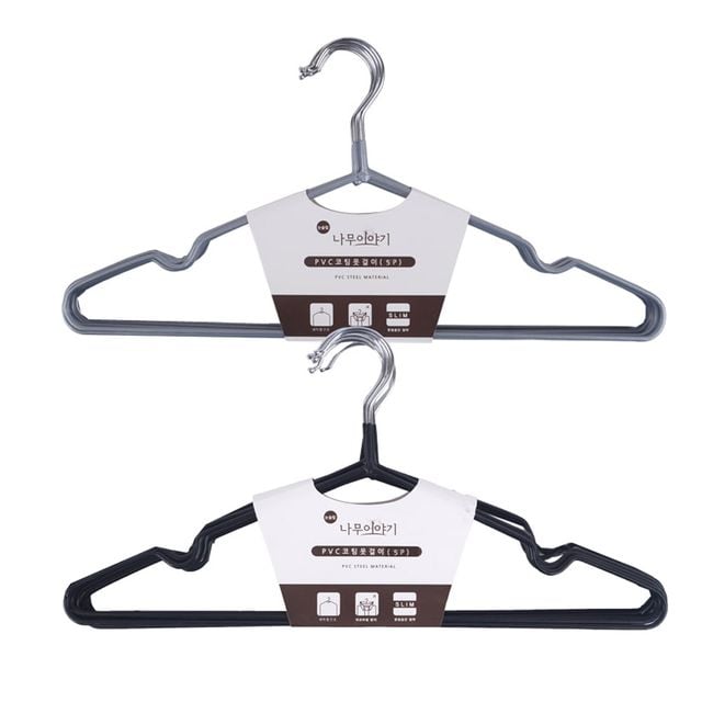 나무이야기397 PVC코팅 옷걸이 5P 논슬립 슬림