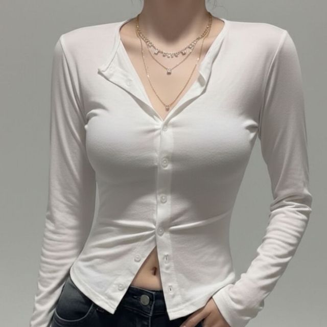 단추 슬림핏 셔츠 가디건 티셔츠 HPC-1007871