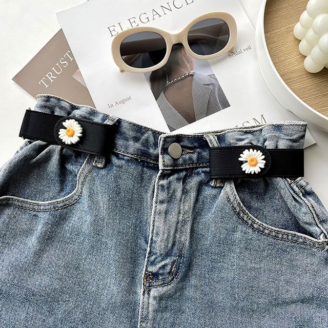 플라워 허리조절 밴딩 똑딱이 벨트 3color LM-0672