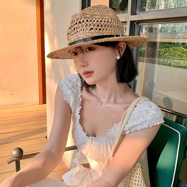 남녀공용 펀칭 벨트 밀짚모자 ELM-259