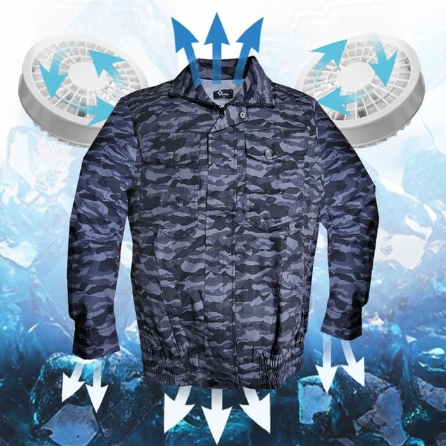 하비즈 아이스점퍼 블랙 밀리터리 긴팔 선풍기 쿨자켓