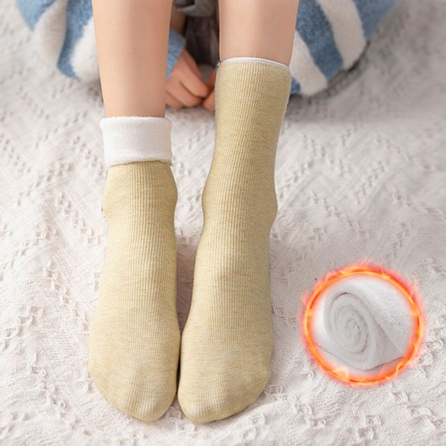 여자 발목 양말 기모 골지삭스 두꺼운 크루삭스 겨울